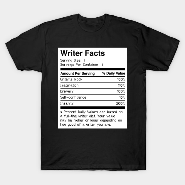 Facts | Funny Novelist Writer Gift T-Shirt by MeatMan
